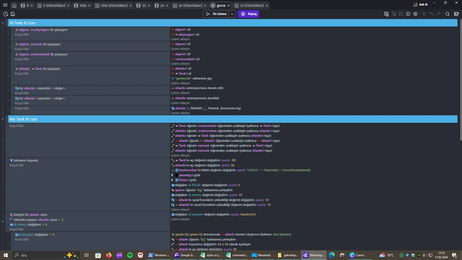 GDevelop5 - Oyunu Kodları