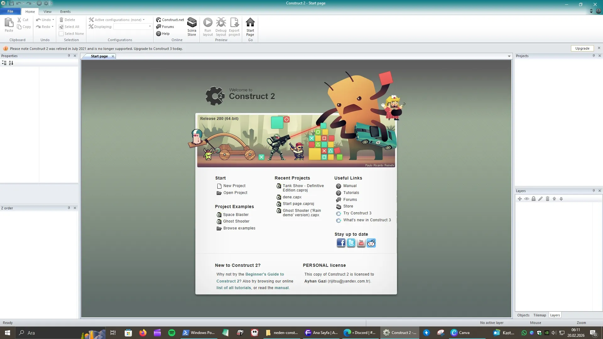 Construct 2 - Ana Ekran