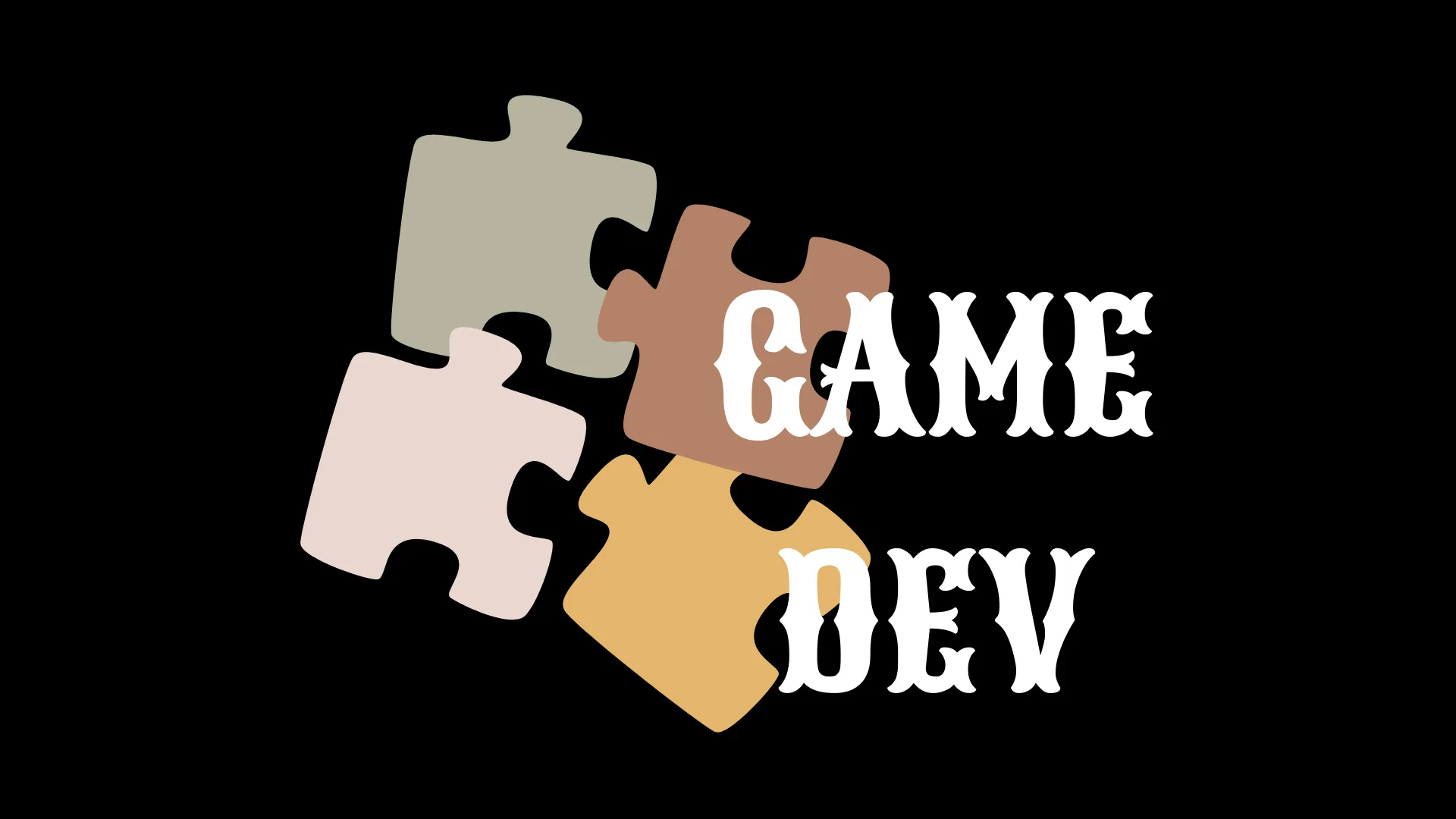 Siyah Arka planda yapboz parçası ve game dev yazısıı