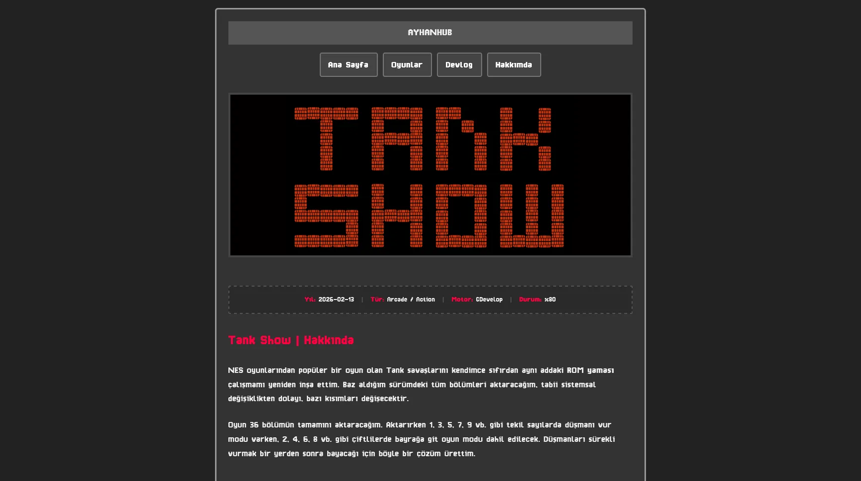 Tank Show - Oyun Sayfası